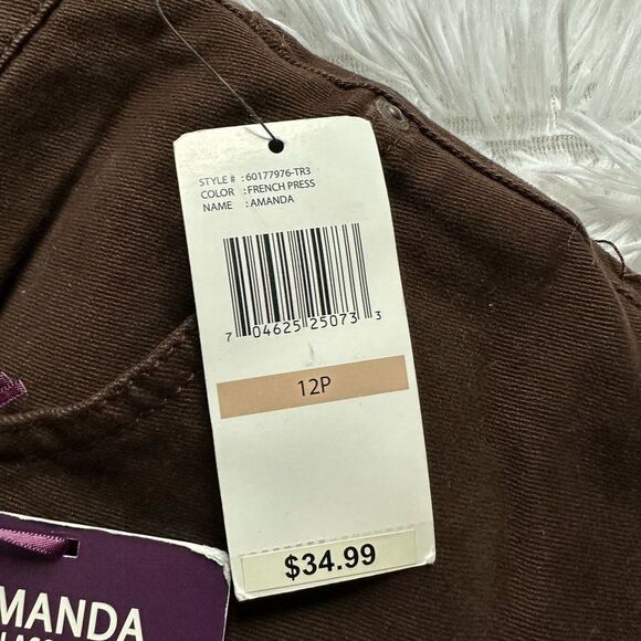 Gloria Vanderbilt Jeans Amanda Classic Fit Tapered Leg Brown New Womens Size 12P - Picture 7 of 11